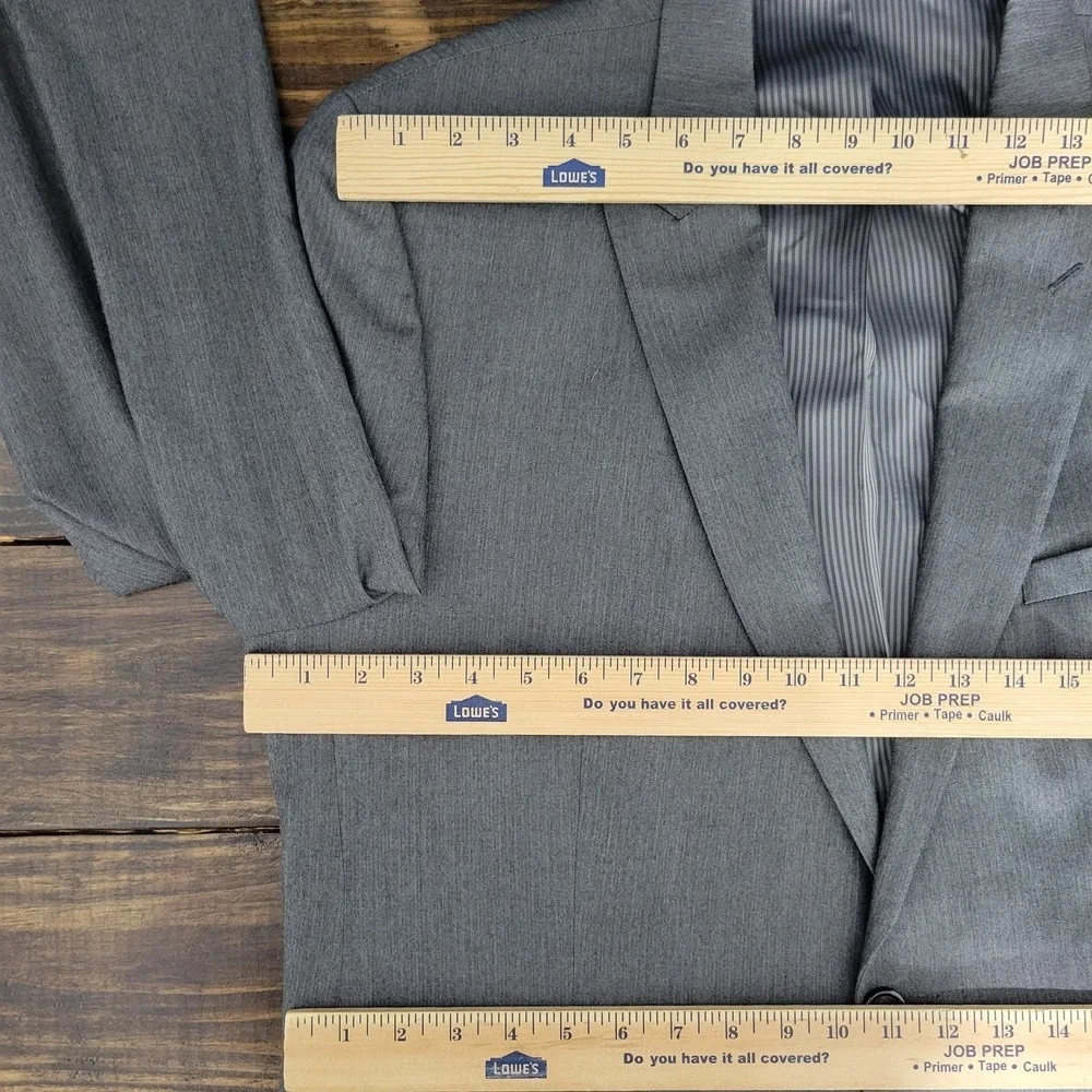 Joseph Abboud Men's Sport Coat Blazer Two Button Gray Herringbone Poly Blend 44L